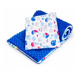 Obojstranný set z do kočíku more modrý Bavlna-Polyester, 75x100, 30x35 cm