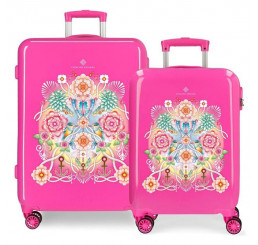 Cestovné kufre Catalina Estrada Abanico Fuchsia SADA ABS plast, 33-75 l