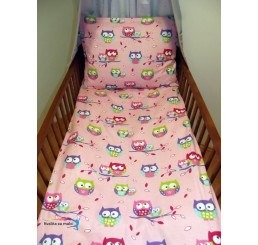 Obliečky do postieľky Sovičky ružové 90x130