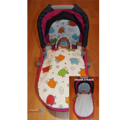 Perinky do kočíka pre bábiky farebné Ovečky kocky modré